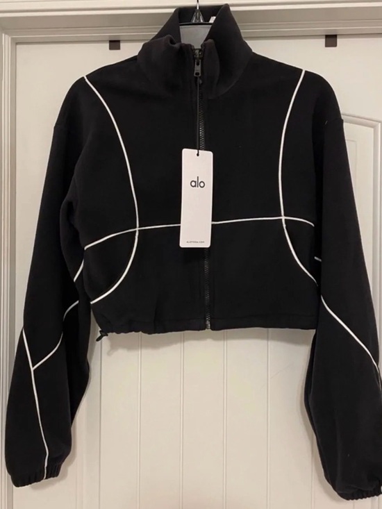 ALO Yoga Jackets & Blazers - NWT ALO Yoga Polar Fleece Game Time Full Zip Jacket in Black / White  Size XS